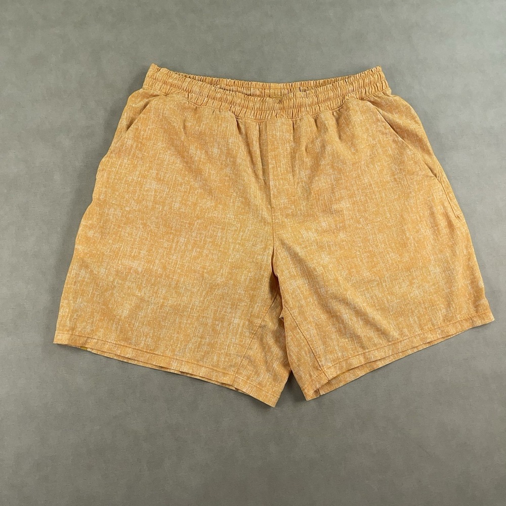 Lululemon Shorts Mens Large Pace Breaker Yellow 7" Lined Workout Gym Running